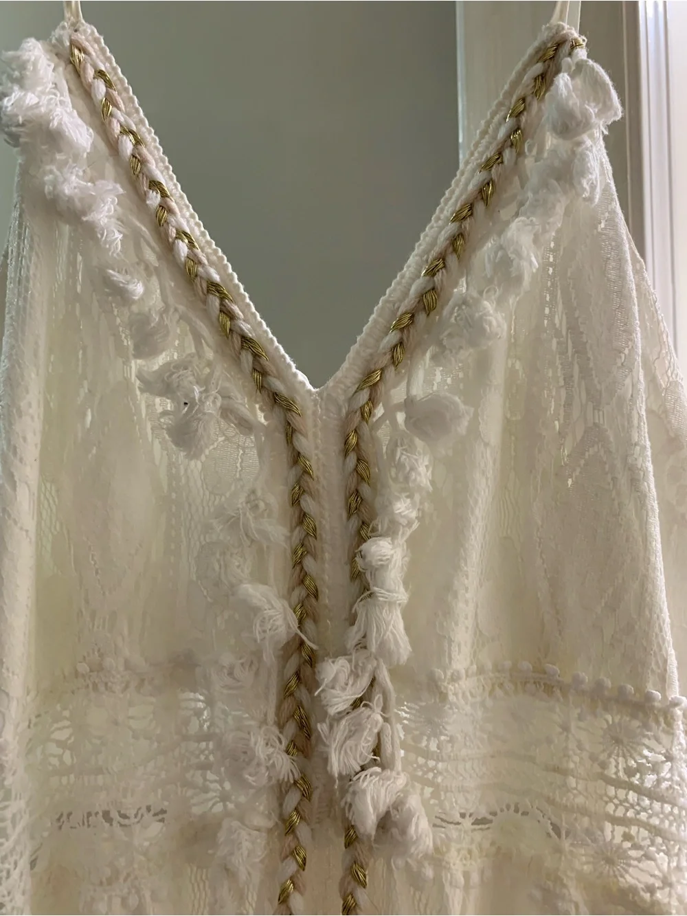 Cupshe Ivory Lace Maxi Dress with Tassel Pom Accents - Picture 3 of 5